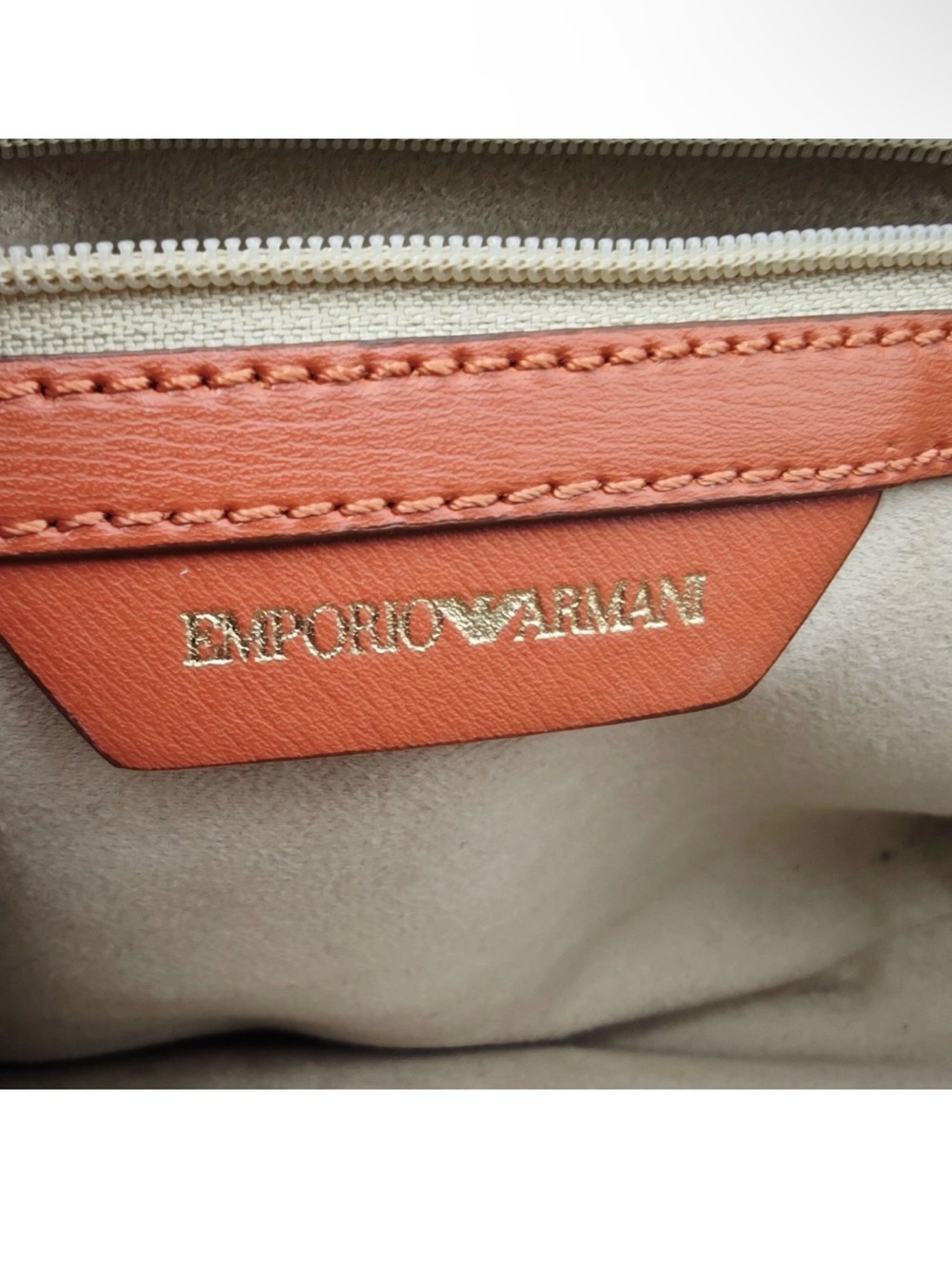 Emporio Armani Orange Leather Clutch Chain Bag Top Handle Gold Hardware - Picture 2 of 12